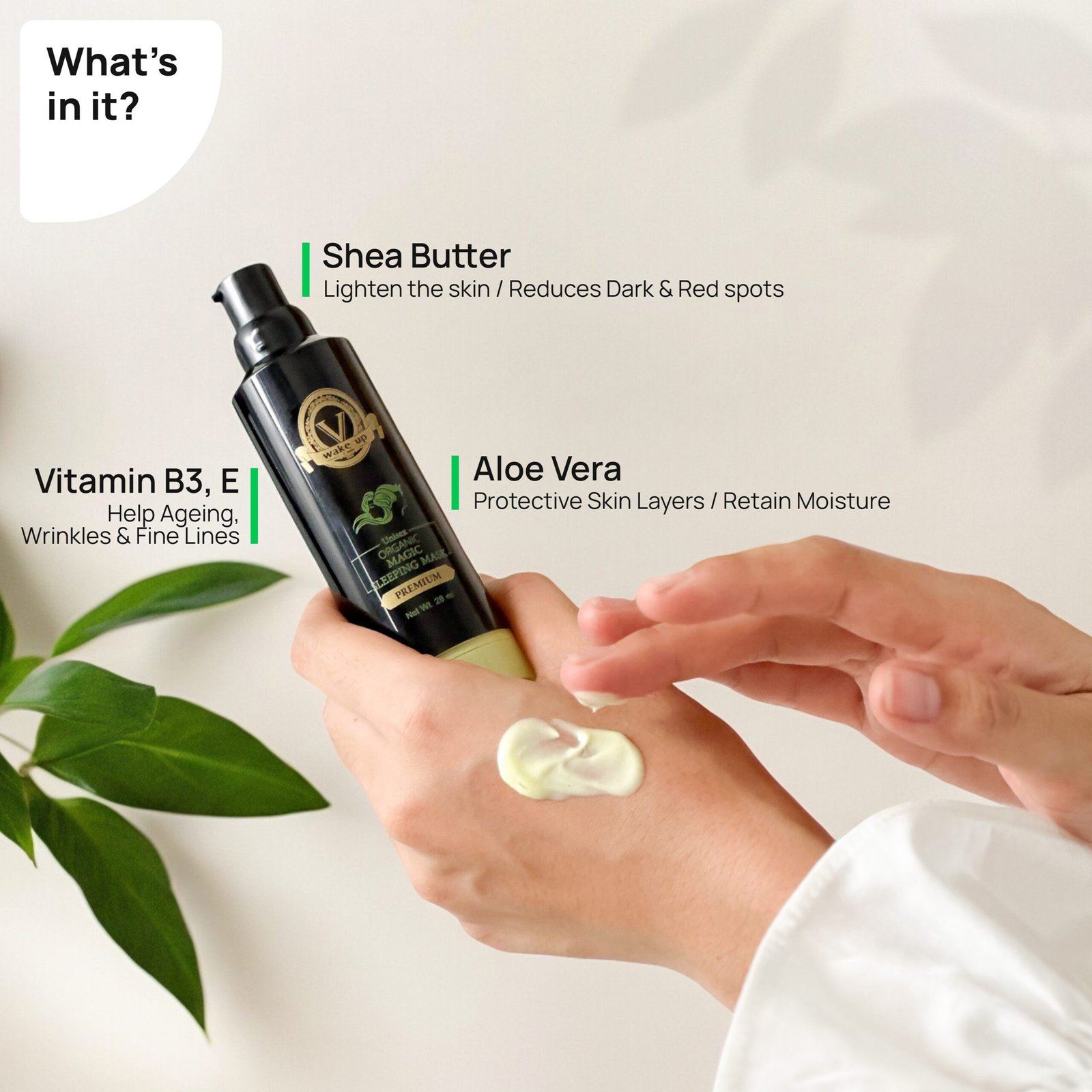 V WAKE UP Unisex Magic Sleeping Mask - White - Image 2