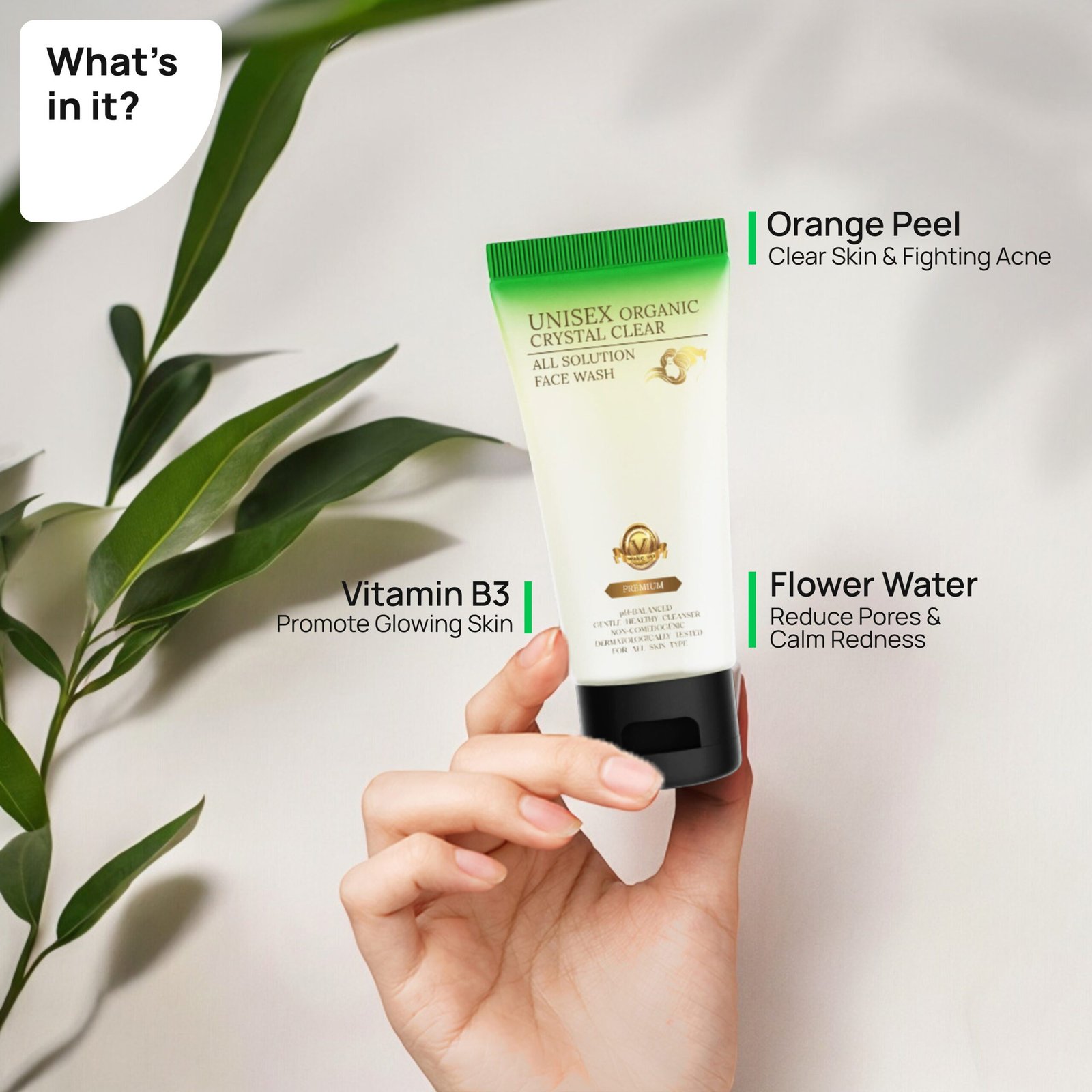 V WAKE UP Unisex Crystal Clear All Solution Face Wash – 70 ml - Image 2