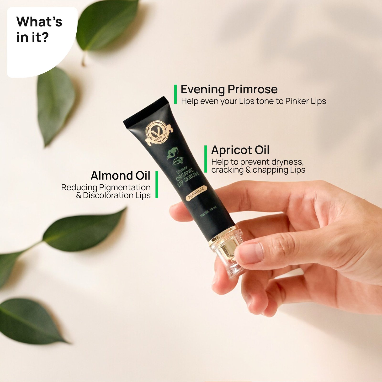 V WAKE UP Lip Serum | Antioxident, Rich in Vitamin E - 15 ml - Image 2