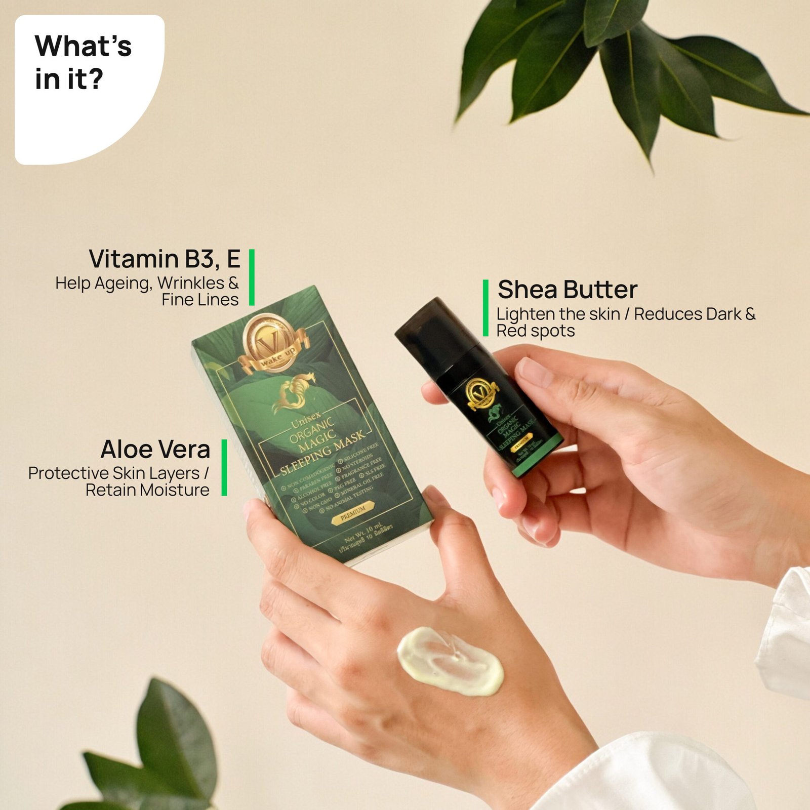 V WAKE UP Unisex Magic Sleeping Mask - White - Image 7